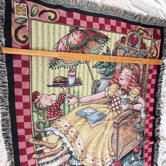 Vintage Mary Engelbreit The Princess Of Quite A Lot Tapestry Blanket 51” X 68” - Picture 6 of 7